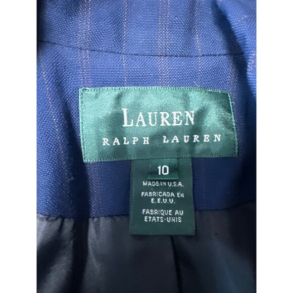 Lauren Ralph Lauren Vintage Navy Pinstripe 2 Button Closure Blazer Women's Sz 10 - Picture 7 of 9